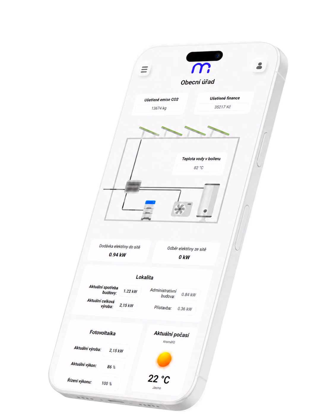 Mobilní aplikace Marq One s plnohodnotným přehledem a ovládáním energetické technologie