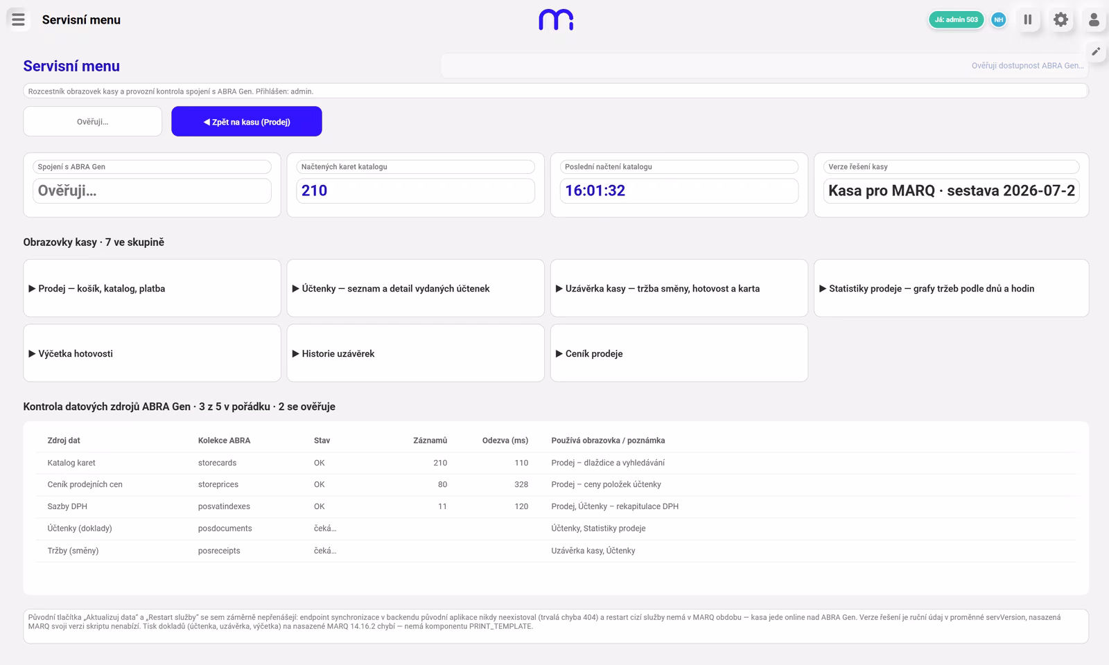 Servisní menu